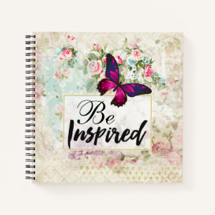 Carnet Soyez inspiré Citation et Papillon rose Collage Vi