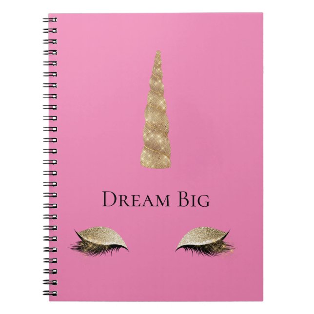 Carnet Sparkle Gold Glam Unicorn (Devant)