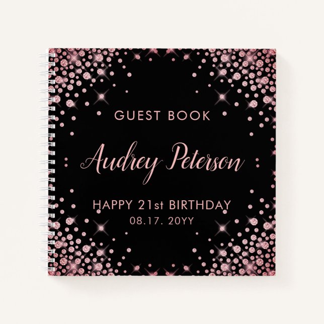 Carnet Sparkle Rose Gold Parties scintillant 21ème annive (Devant)