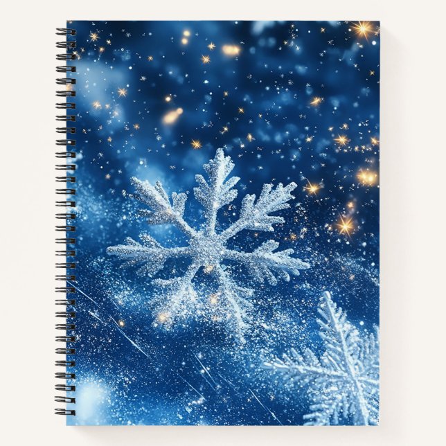 Carnet Sparkling Glitter Snowflakes Winter Christmas (Devant)