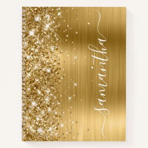 Carnet Sparkly Glittery Gold Foil Nom de la fille