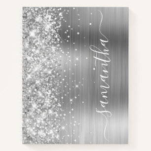 Carnet Sparkly Glittery Silver Glam Girl Nom