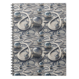Carnet Sphères chromées 3D Motif abstrait futuriste Art