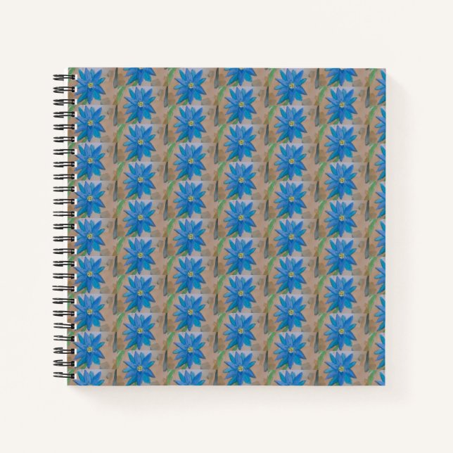 Carnet spiral à fleurs bleues (Devant)