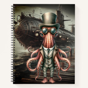 Carnet spiral à la pieuvre vapeur