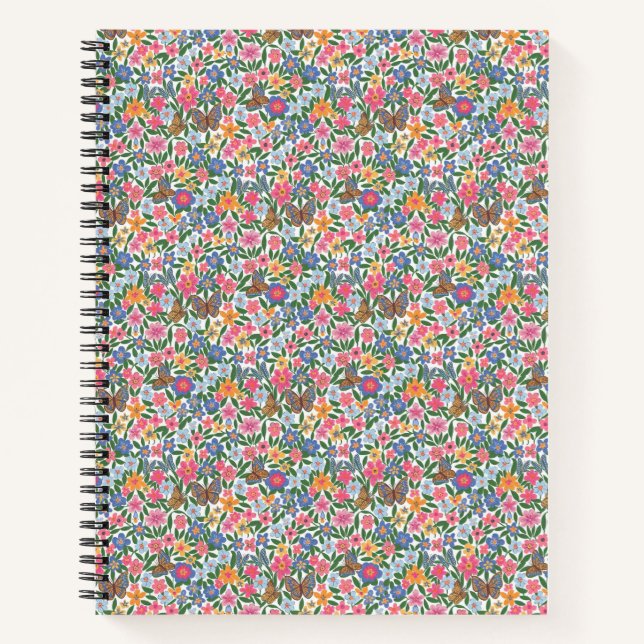 Carnet spiral à motif floral (Devant)