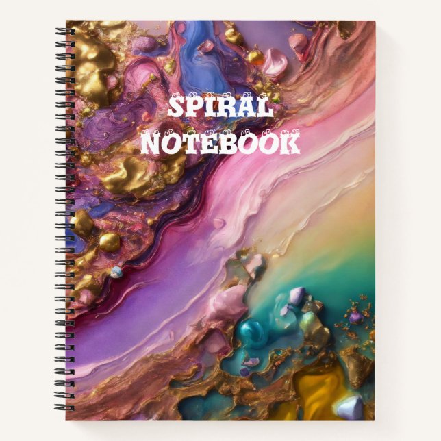Carnet spiral Abstrait d'or liquide - (Devant)