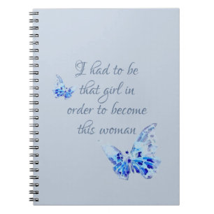 Carnet spiral avec papillon bleu et citation