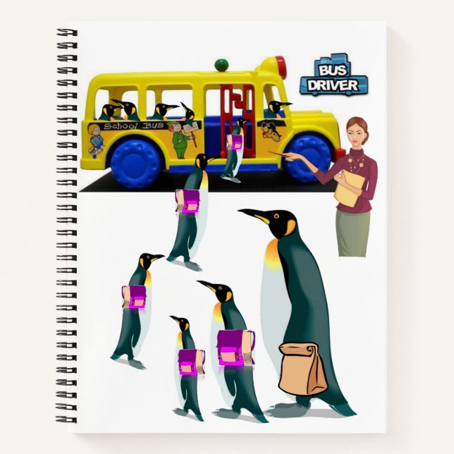 Carnet Spiral Chauffeur de l'école de pingouin (Devant)