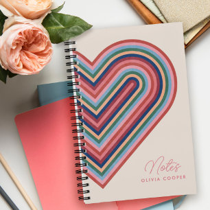 Carnet Spiral Coeur Arc-en-ciel - Rose Saumon