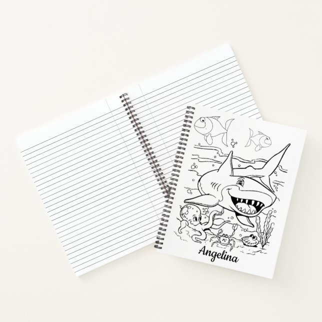 Carnet spiral colorant requins poissons (Intérieur)