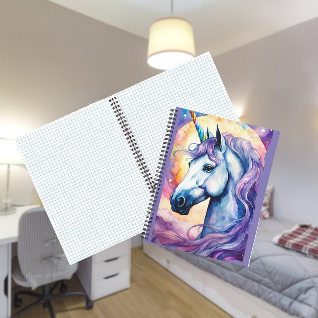 Carnet spiral cosmique violet Unicorne (Créateur téléchargé)