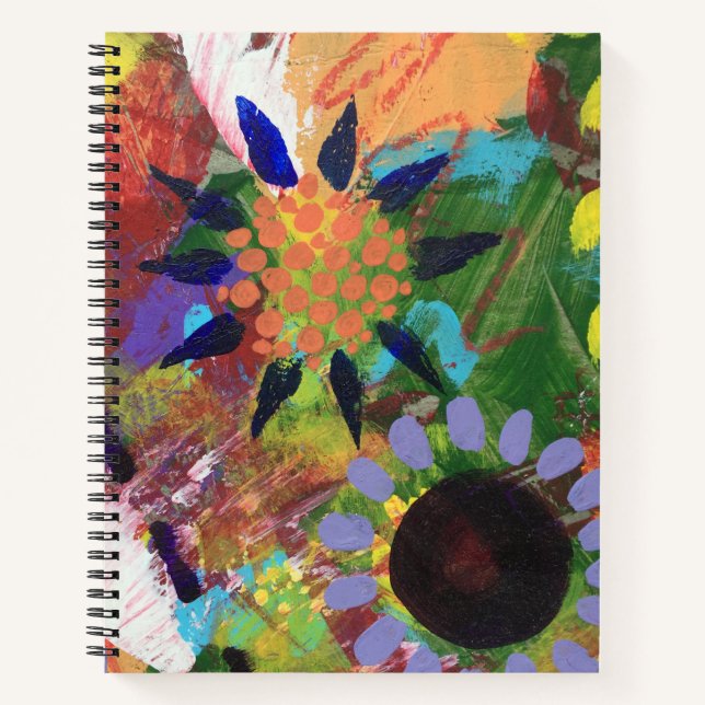 Carnet spiral dans la conception des fleurs Abstra (Devant)