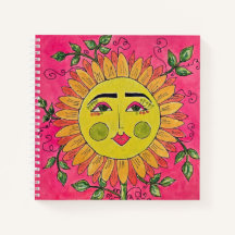 Carnet Spiral de fille de tournesol peint
