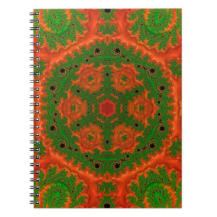 Carnet spiral de kaléidoscope orange et vert