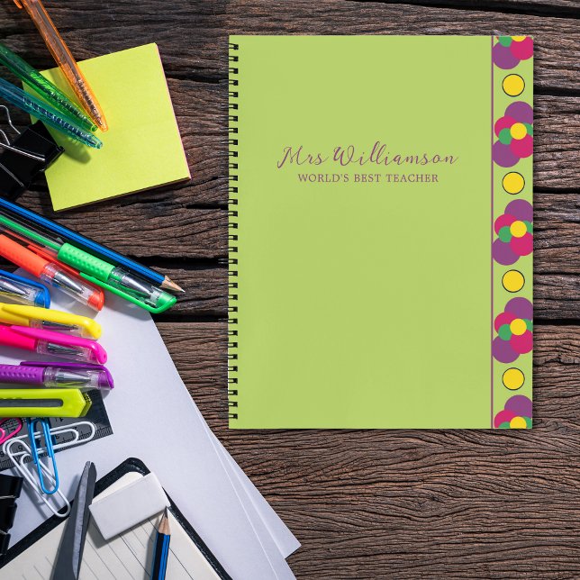 Carnet Spiral de l'enseignant Motif Abstrait moder (Bright Modern Polka Dot Teacher's Spiral Notebook. Say thank you with this personalised gift.)