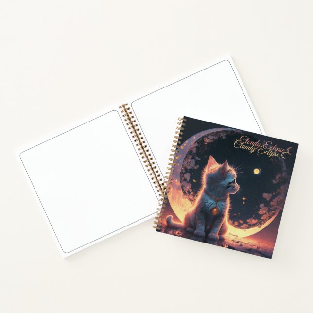 Carnet spiral de lune de chaton blanc (Intérieur)
