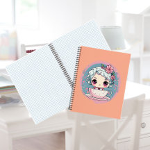 Carnet spiral de poupée à thé mignon