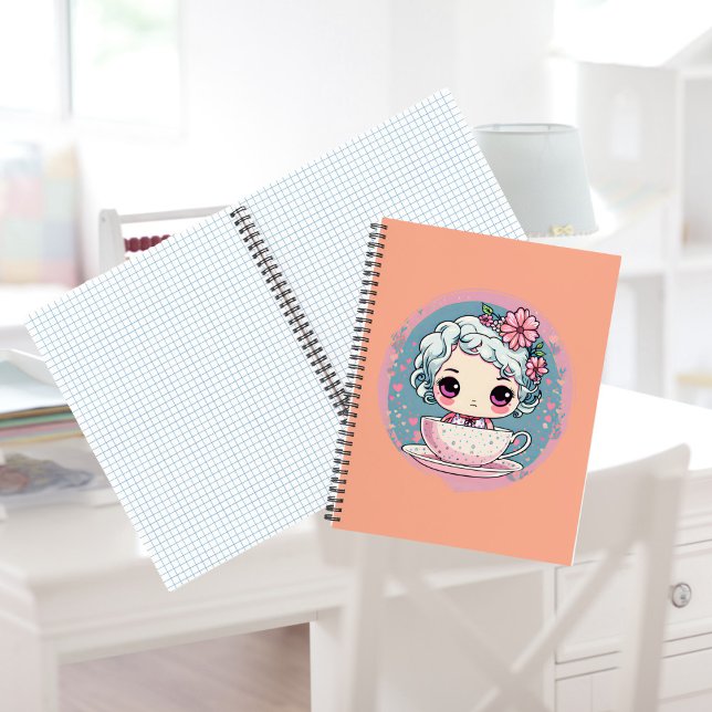 Carnet spiral de poupée à thé mignon (Créateur téléchargé)