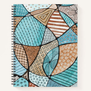 Carnet Spiral Doodle Art turquoise et Brown