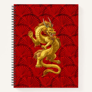 Carnet spiral du dragon d'or chinois