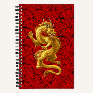 Carnet spiral du dragon d'or chinois