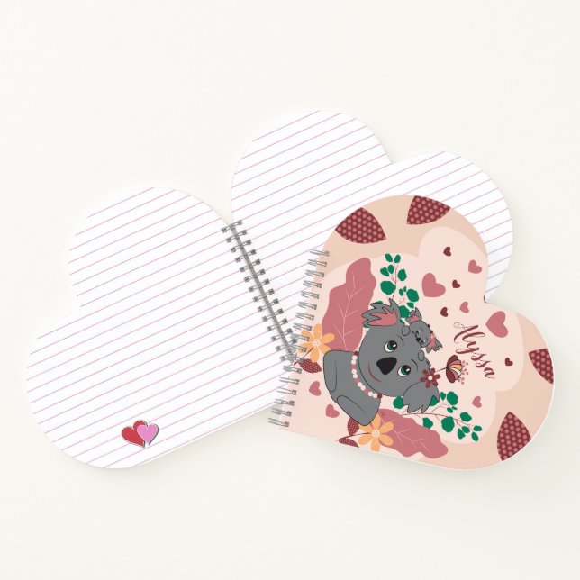 Carnet Spiral En Forme Coeur Koalas (Intérieur)