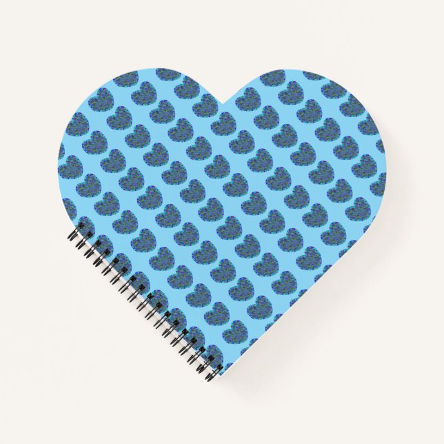 Carnet spiral en forme de coeur bleu (Devant)