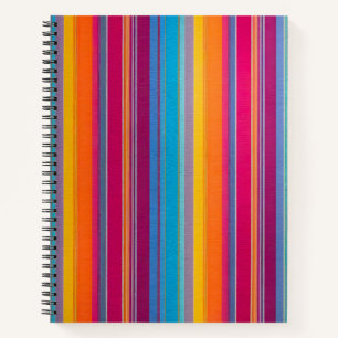 Carnet spiral en tissu rayé coloré