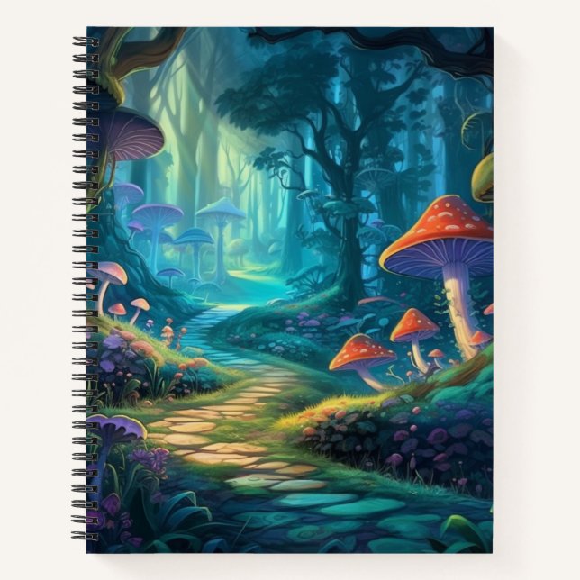 Carnet Spiral Enchanté De Chemin De Champignons (Devant)