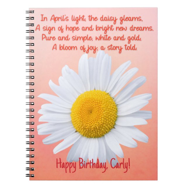 Carnet Spiral Fleur de naissance d'avril (Devant)