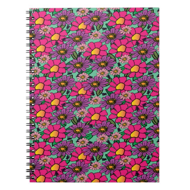 Carnet spiral floral clair (Devant)