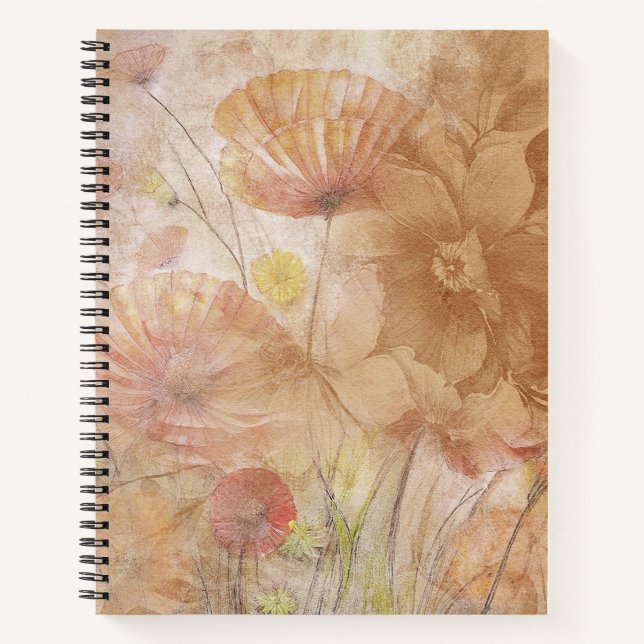 Carnet spiral floral - Ligne gouvernée (Devant)