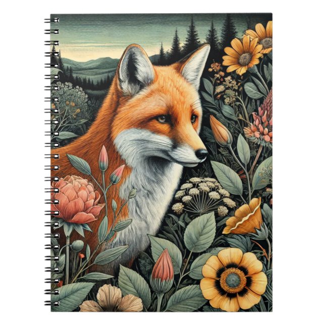 Carnet Spiral Fox Woodland | Cute Animal Thème (Devant)