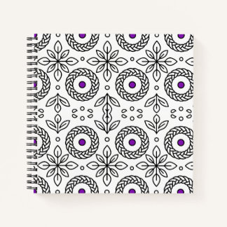 Carnet spiral mandala et feuille motif tressé