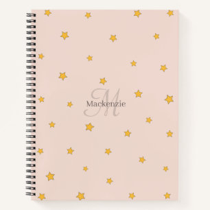 Carnet spiral Monogramme rose pâle étoile