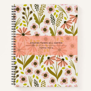 Carnet Spiral Motif Multi-Fleurs mignon