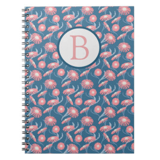 Carnet Spiral Notebook Monogram Pretty Pink Flowers