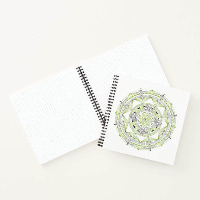 Carnet Spiral Notebook w/ Green Mandala Design (Intérieur)