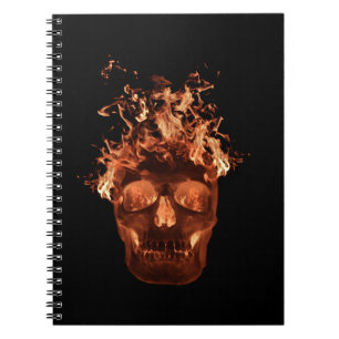 Carnet spiral Orange Fire Skull