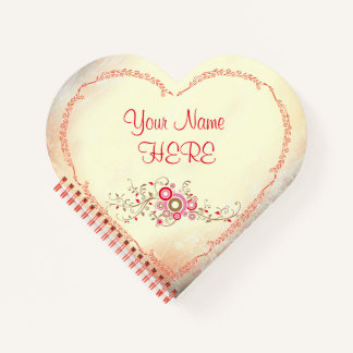 Carnet Spiral personnalisable en forme de coeur