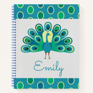 Carnet Spiral Personnalisé Cute Peacock