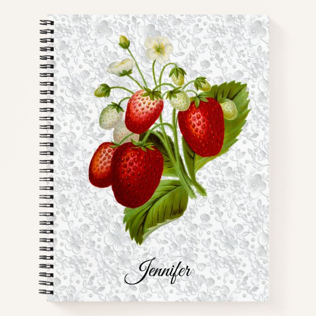 Carnet Spiral Personnalisé fraise (Devant)