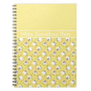 Carnet Spiral Personnalisé : Jaune, Motifs Sheep F