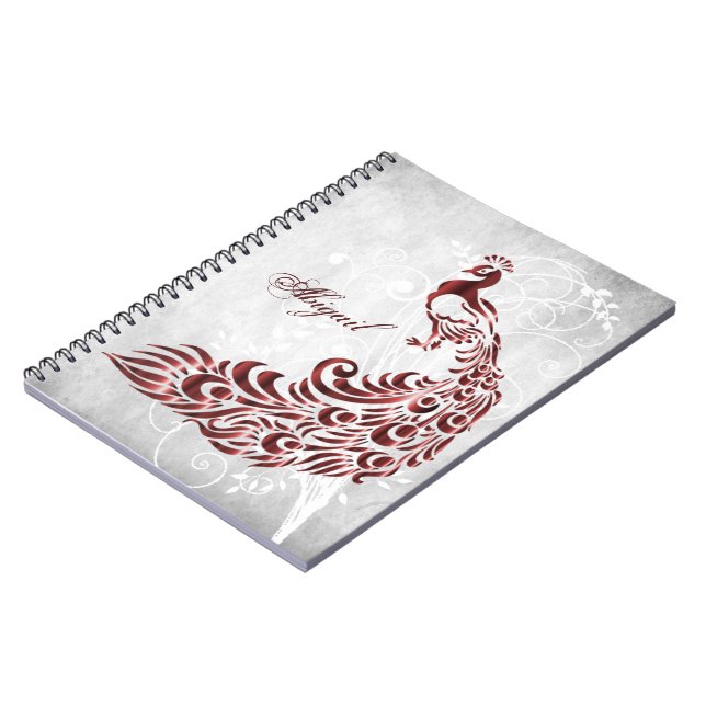 Carnet Spiral Personnalisé Red Peacock (Côté gauche)