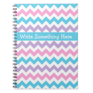 Carnet Spiral Personnalisé, Rose, Bleu, Chevrons M