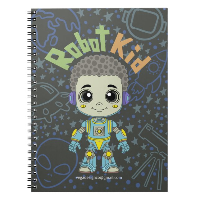 Carnet Spiral pour enfant robot (Devant)