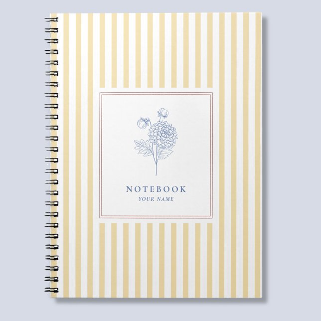 Carnet spiral rayé jaune avec fleur (Créateur téléchargé)
