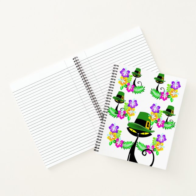 Carnet Spiral St. Patrick's Day Chat Floral (Intérieur)