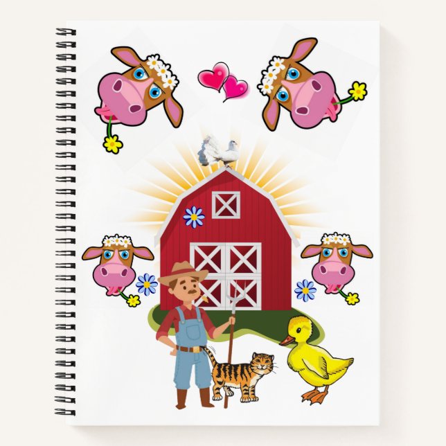 Carnet Spiral Vache Producteur Chat Canard Jaune (Devant)